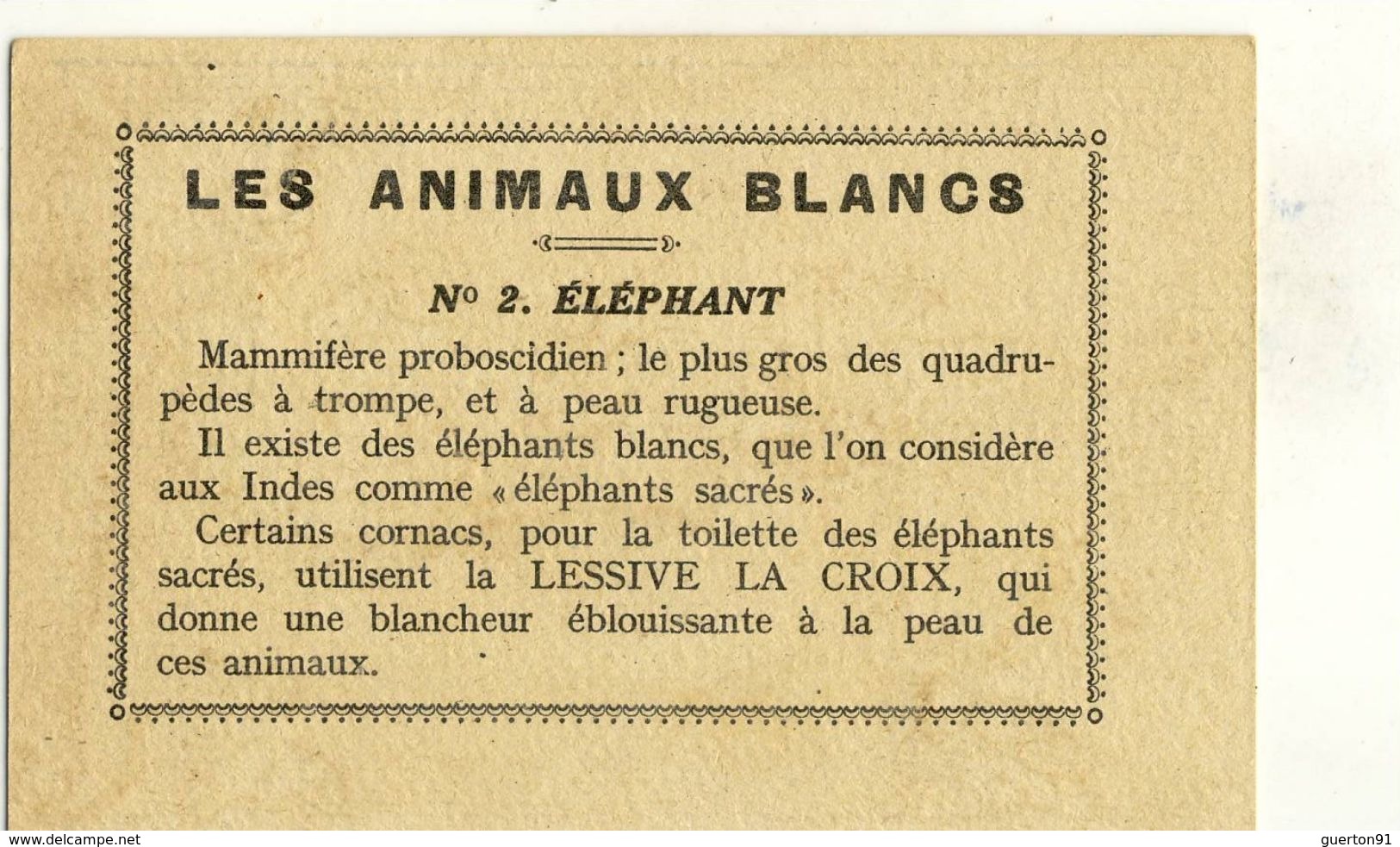 ( CHROMOS) LESSIVE LACROIX (les Animaux Blancs) Elephant    (b.bur Theme) - Autres & Non Classés