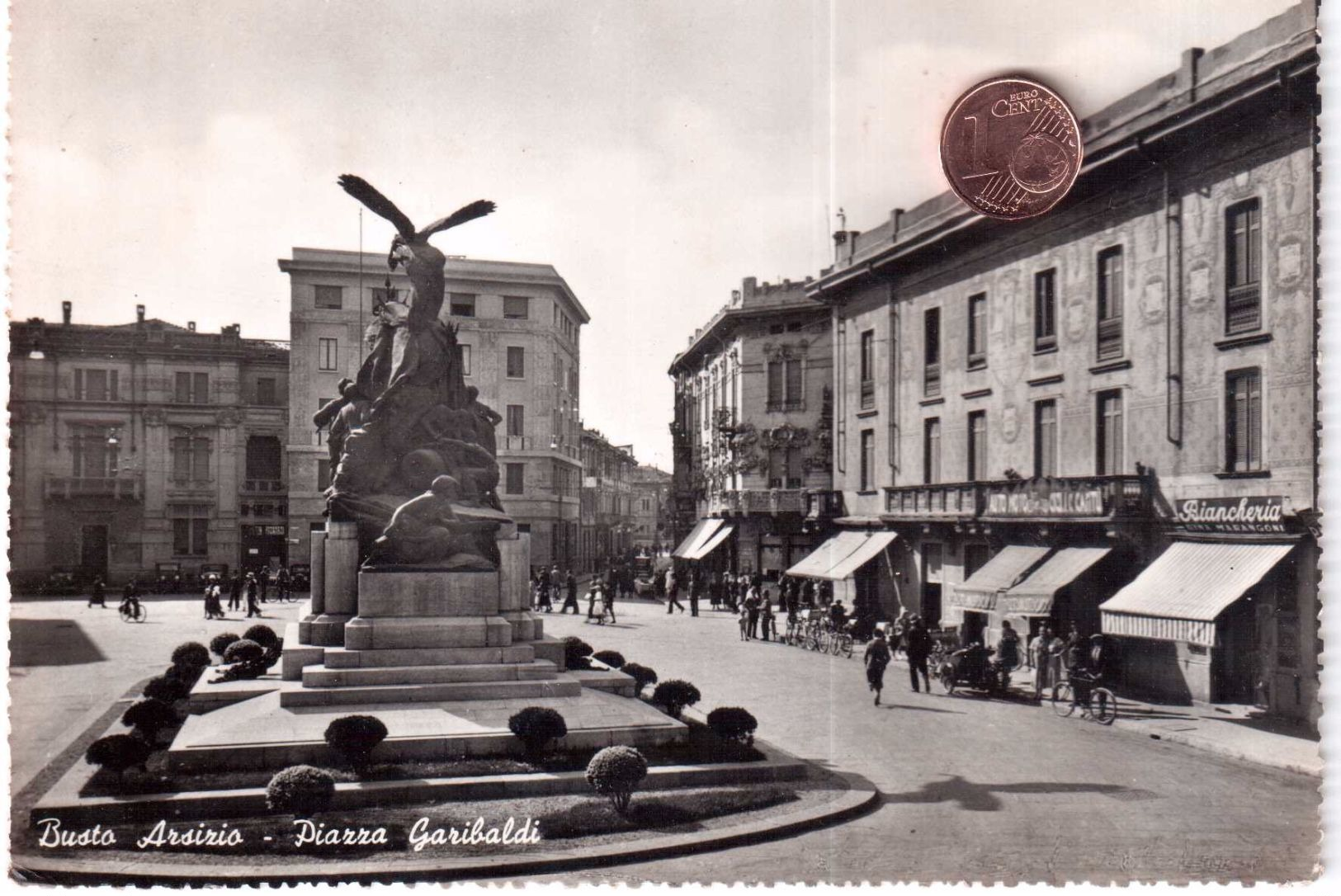 BUSTO ARSIZIO PIAZZA GARIBALDI  VIAGGIATA ANNI 50 - Busto Arsizio