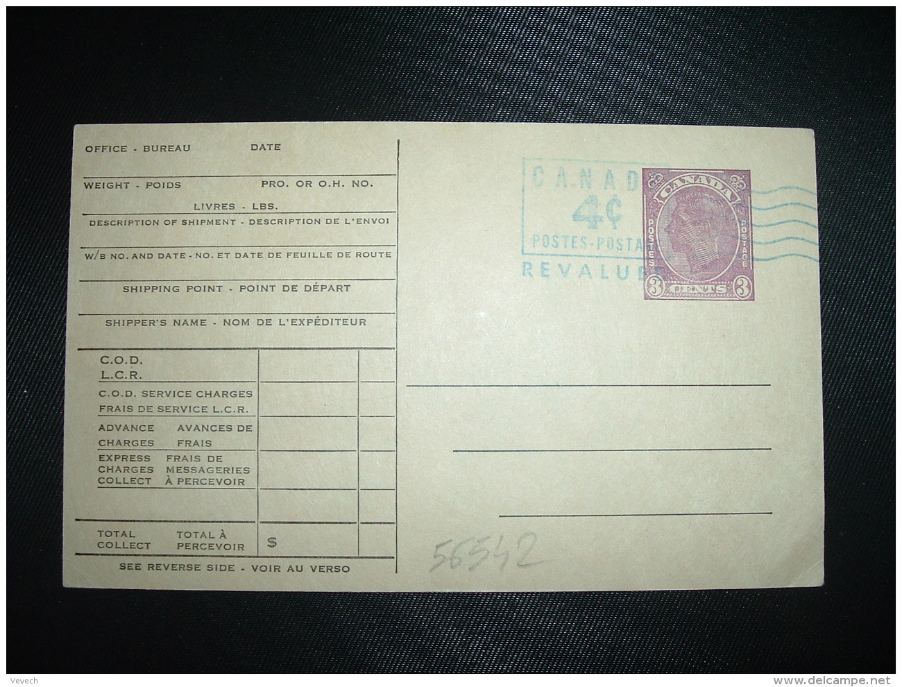 CP EP 3c OBL.MEC. BLEUE CANADA 4c POSTES-POSTAGE REVALUED + CANADIAN NATIONAL EXPRESS - 1903-1954 Reyes