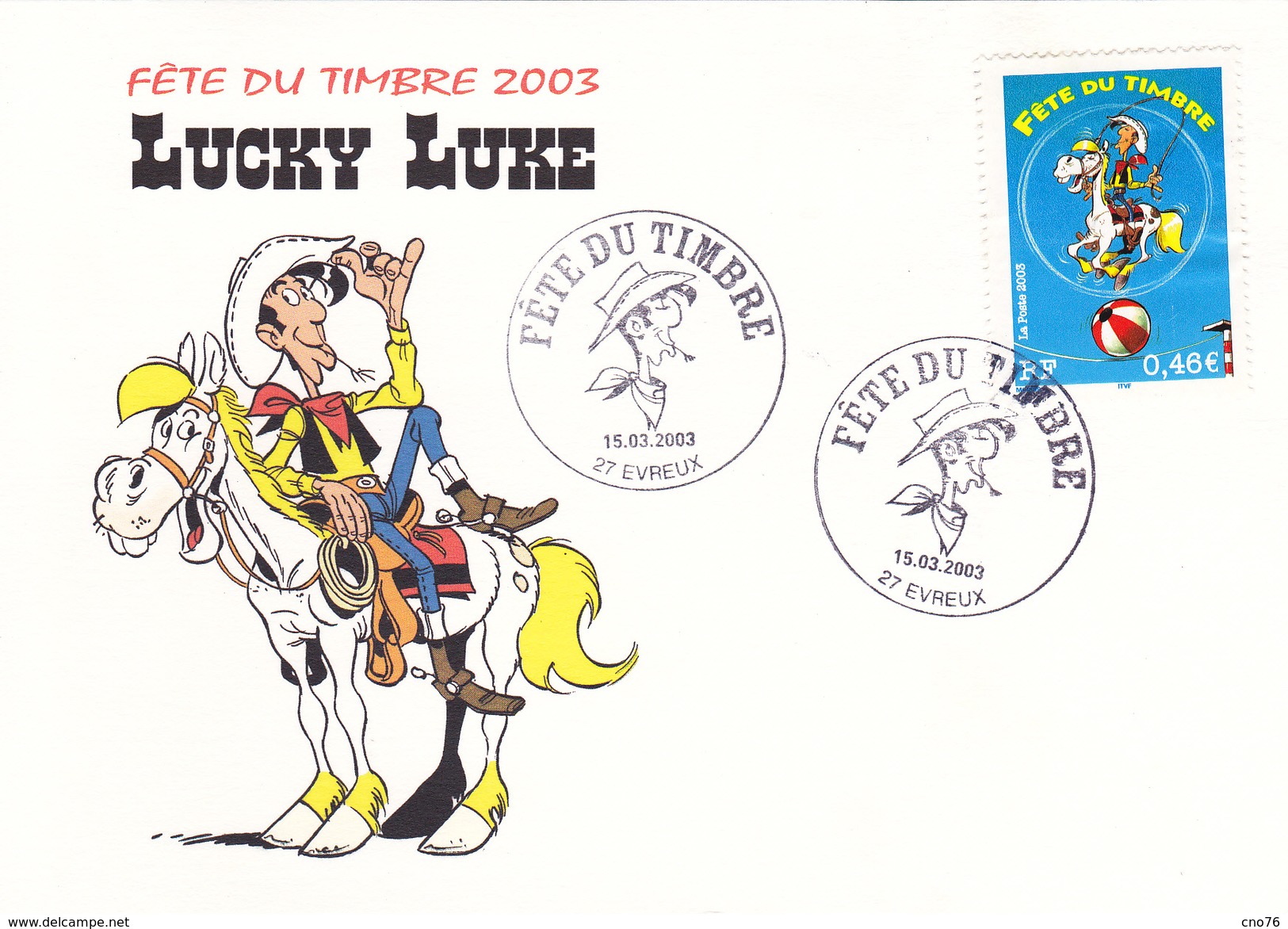 Evreux Lucky Luke Fête Du Timbre 2003 Du 15 Mars 2003 - 2000-2009