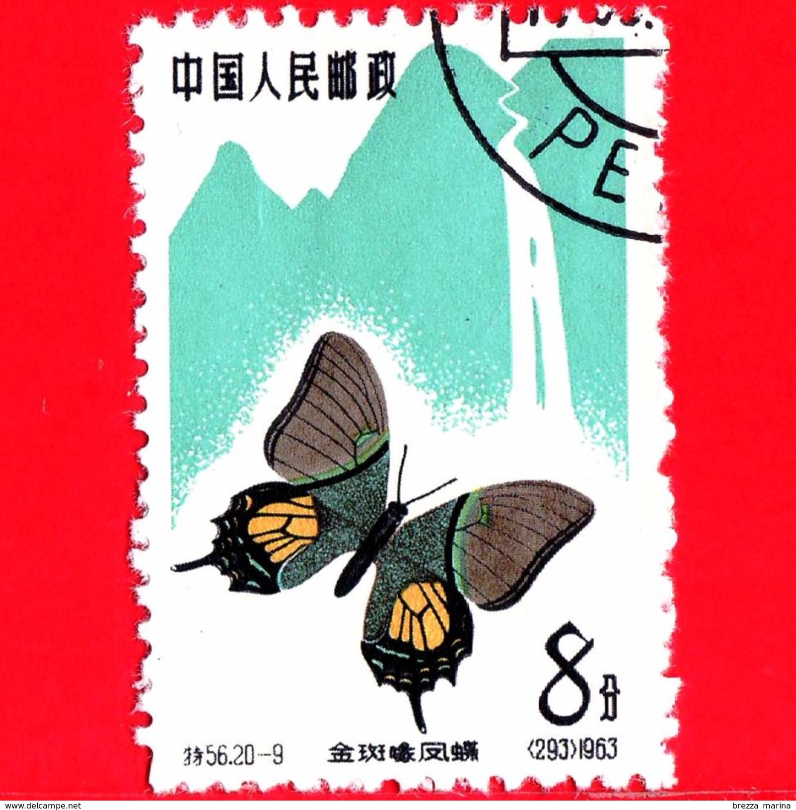 CINA - Usato - 1963 - Farfalle - Kaiser-i-Hind (Teinopalpus Imperialis) - 8 - Usati