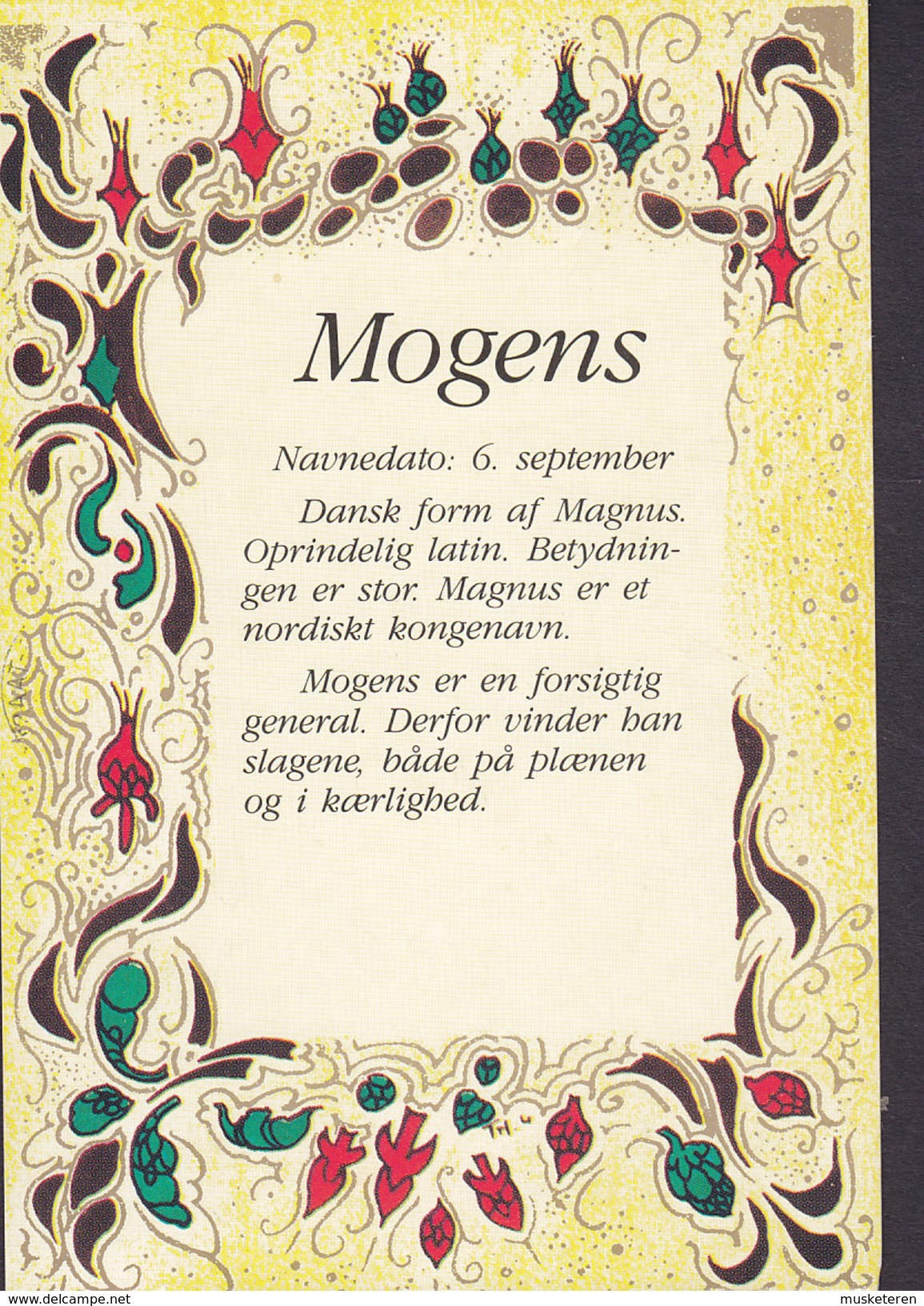 Denmark PPC Navne Kort Name Card 'Mogens' HØJE TAASTRUP 1991 HEDEHUSENE (2 Scans) - Vornamen