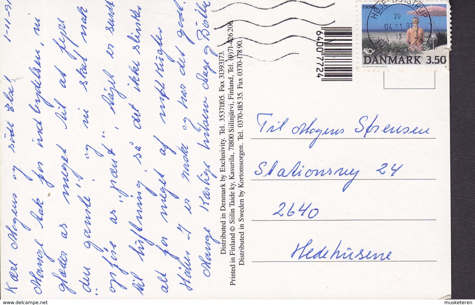 Denmark PPC Navne Kort Name Card 'Mogens' HØJE TAASTRUP 1991 HEDEHUSENE (2 Scans) - Nombres