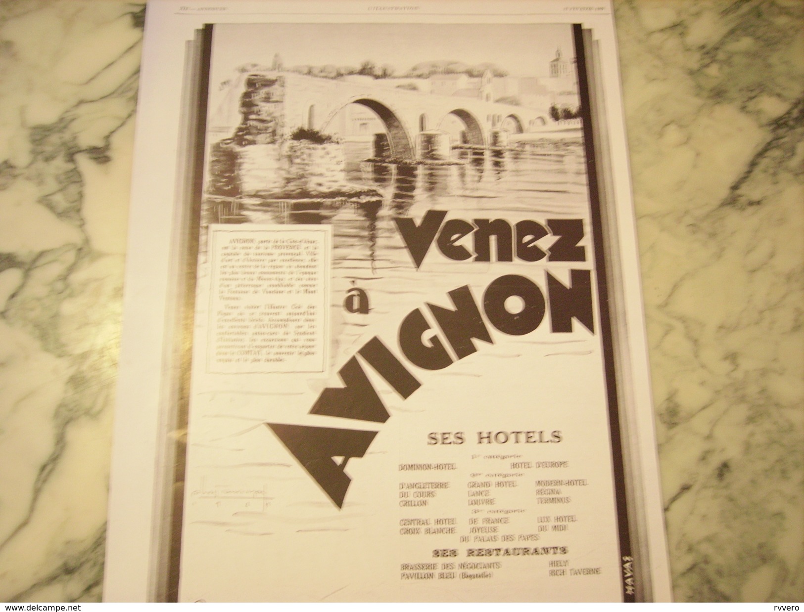 ANCIENNE PUBLICITE VENEZ A AVIGNON  1929 - Autres & Non Classés