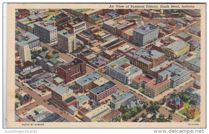 Indiana South Bend Aerial View Of Buisness District 1948 Curteich - South Bend