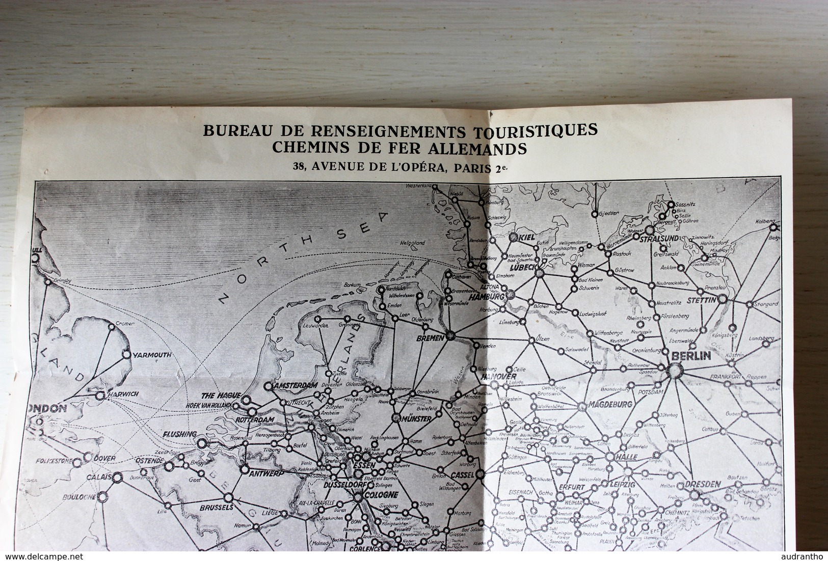 Plan Ancien Réseau Chemins De Fer Allemands Bureau De Renseignements Touristiques 38 Avenue Opéra Paris - Europe