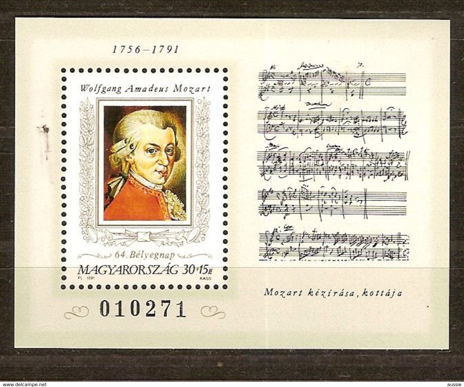 Hongrie Hongarije Ungarn 1991 Yvertn° Bloc 217 *** MNH  Cote 10,00 Euro Mozart - Hojas Bloque