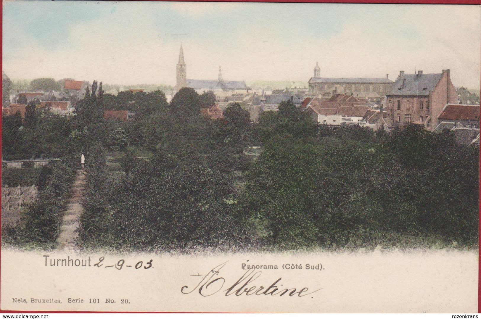 Turnhout  Panorama Cote Sud 1903 INGEKLEURD (in Zeer Goede Staat) - Turnhout