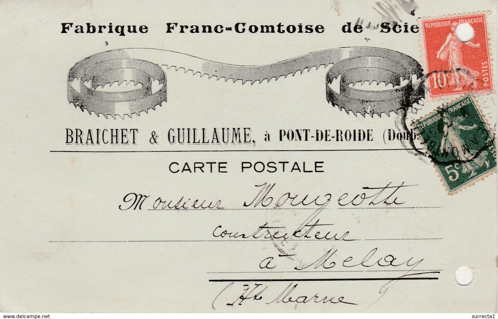 Carte Commerciale 1920 / BRAICHET & GUILLAUME / Fabrique Franc-Comtoise De Scies / 25 Pont De Roide / Doubs - Autres & Non Classés