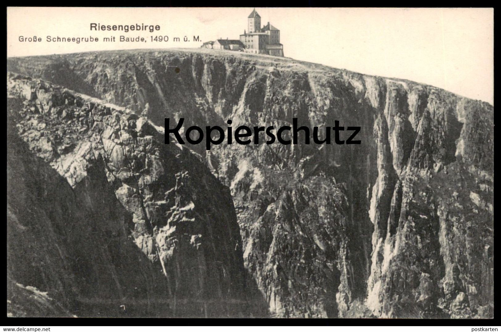 ALTE POSTKARTE RIESENGEBIRGE GROSSE SCHNEEGRUBE MIT BAUDE 1490 M Ü. M. Krummhübel Schlesien Schronisko Karpacz Cpa AK - Schlesien