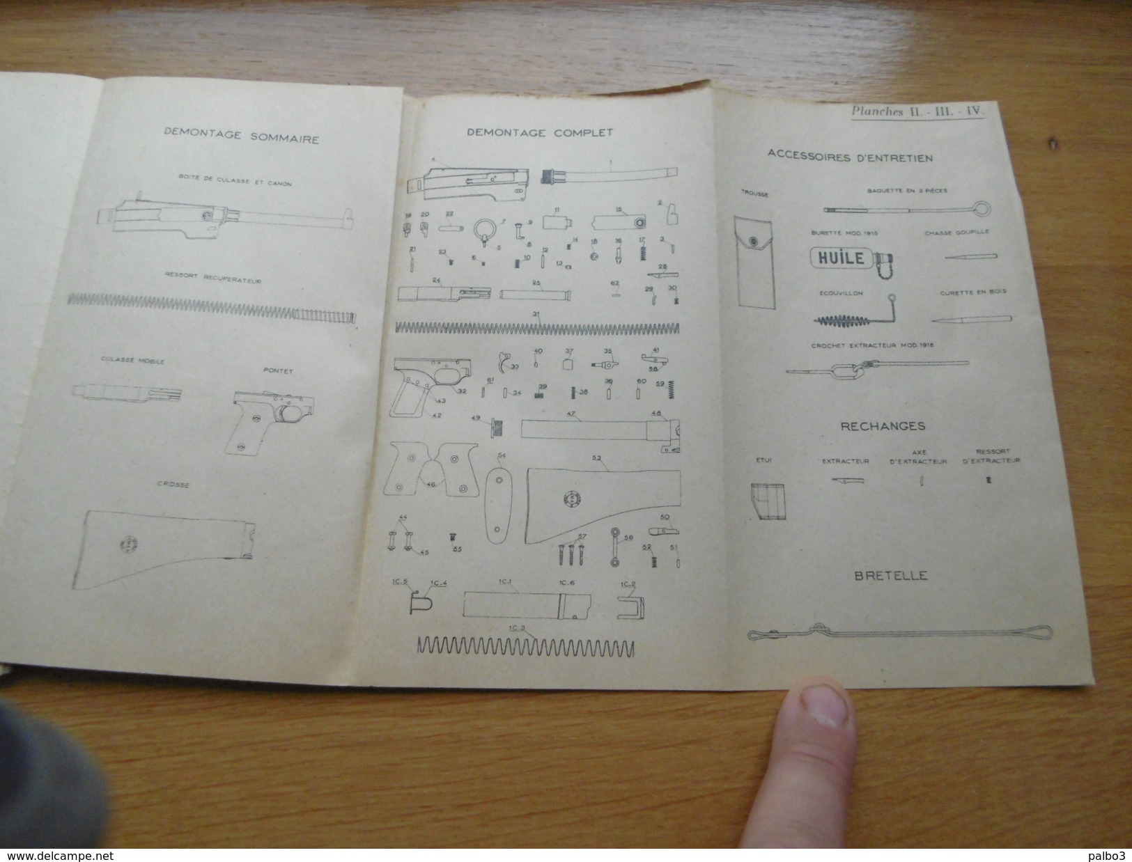 manuel notice sur le pistolet mitrailleur modele 1938 PM38 daté 1948 PM 38