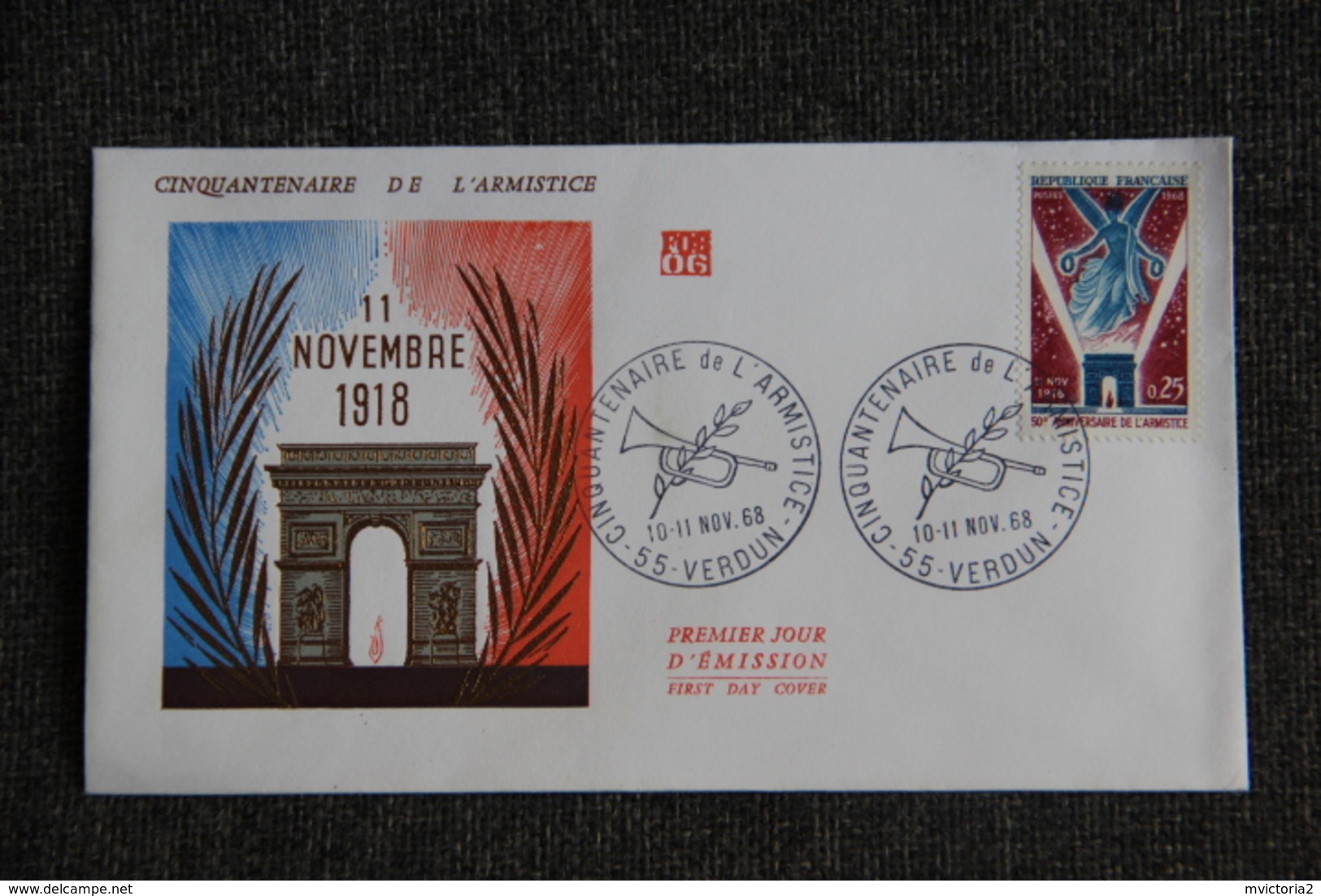 FDC - Cinquantenaire De L'Armistice Du 11 Novembre 1918 , Historique, Premier Jour D'Emission - 1960-1969