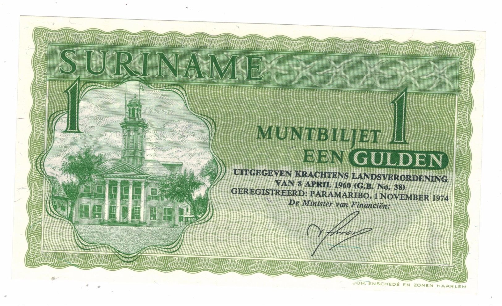 Suriname 1 Gulden 1974, UNC. - Surinam
