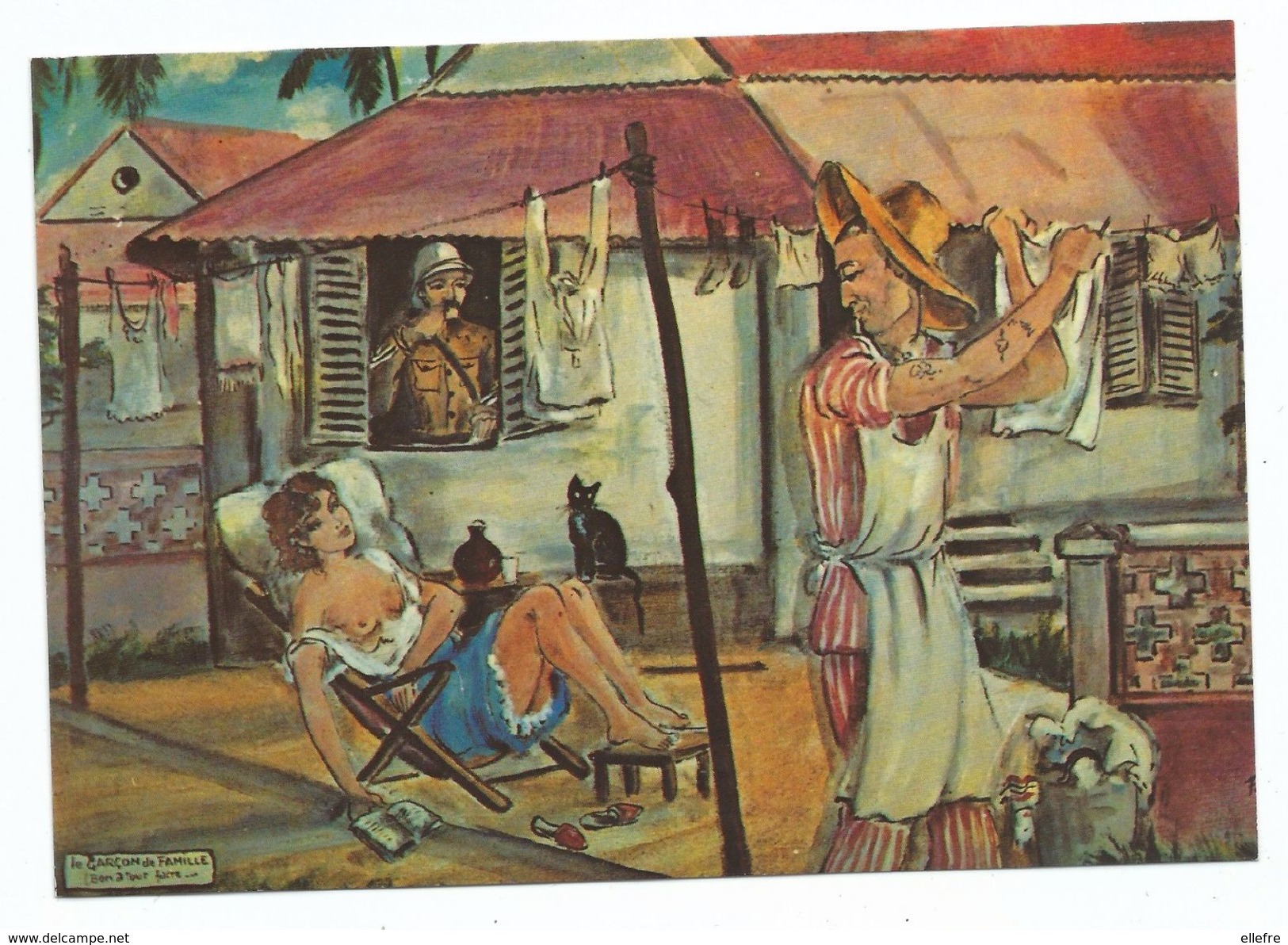 CPM Guyanne Française - Cayenne Bagne Le Garçon De Famille - Tableau Du Peintre Bagnard Lagrange - Ed Caraïbes Non Voyag - Saint-Pierre-et-Miquelon