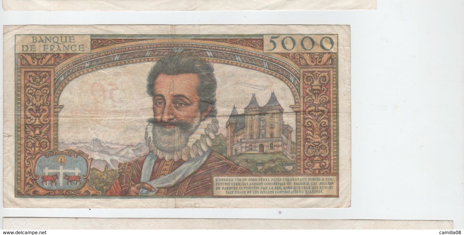 RARE BILLET DE 50 NF SUR 5000 FRANCS .HENRY IV.  TYPE 1957 .DU 30 10 1958. - 1955-1959 Surchargés En Nouveaux Francs