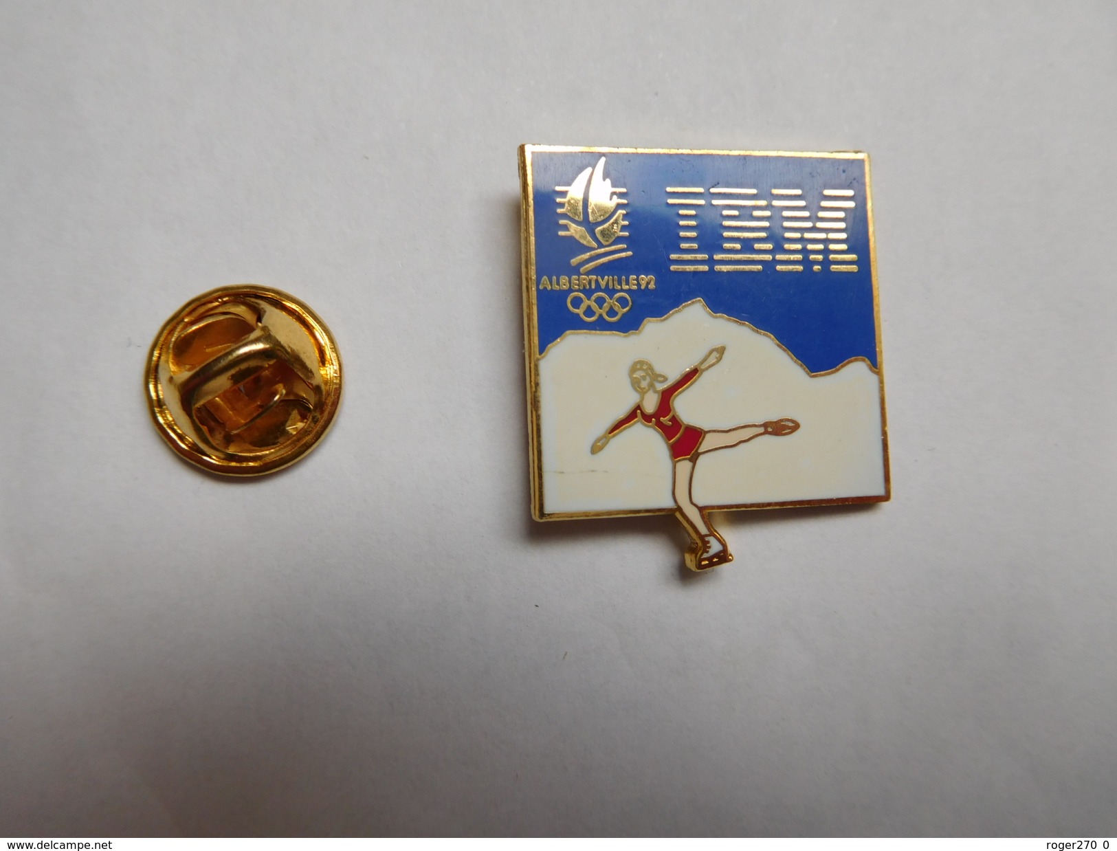 Superbe Pin's , Informatique , IBM , JO Jeux Olympiques Albertville 92 , Patinage - Informatique