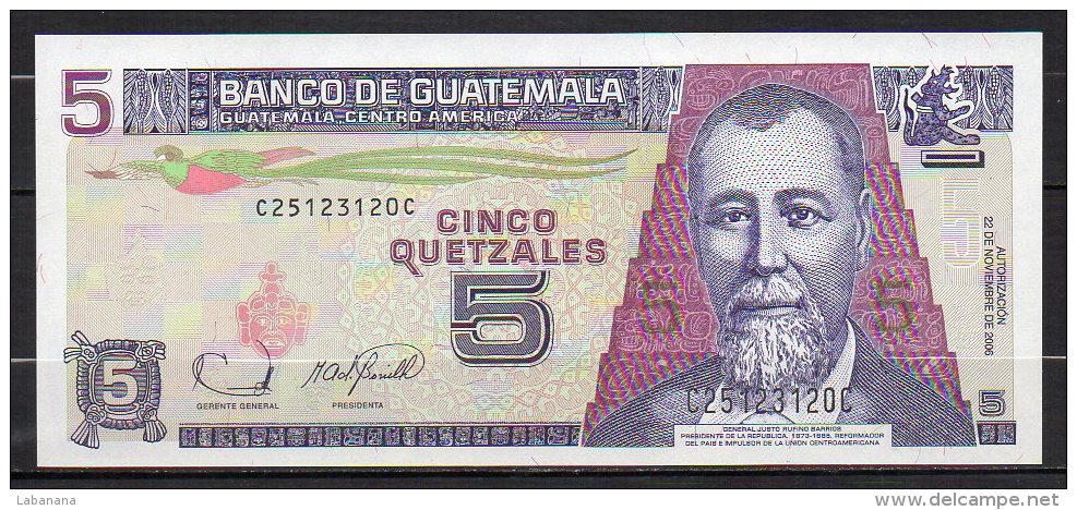 537-Guatemala Billet De 5 Quetzales 2006 C251C Neuf - Guatemala