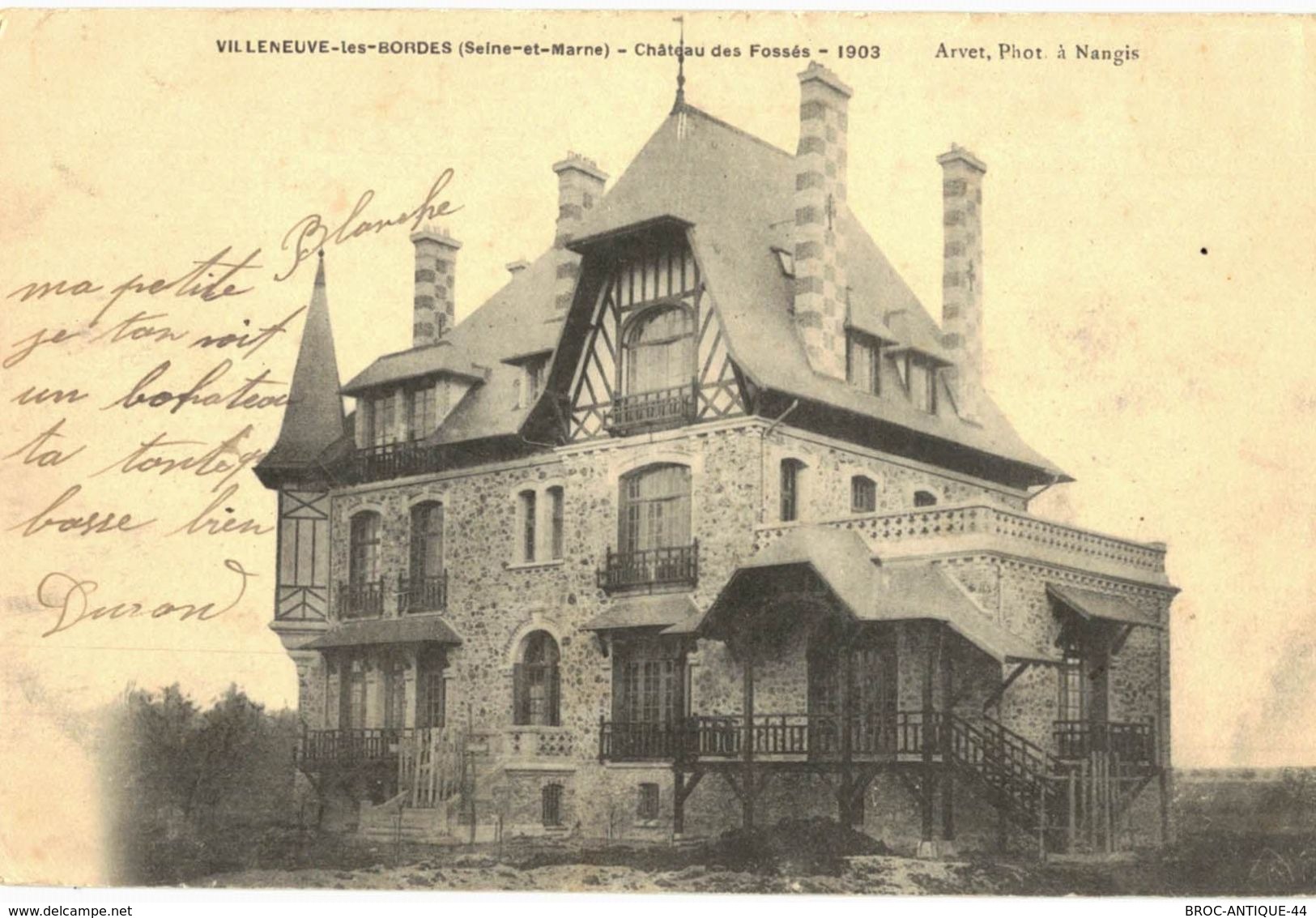 CPA N°2545 - VILLENEUVE LES BORDES - CHATEAU DES FOSSES - 1903 - Sonstige & Ohne Zuordnung