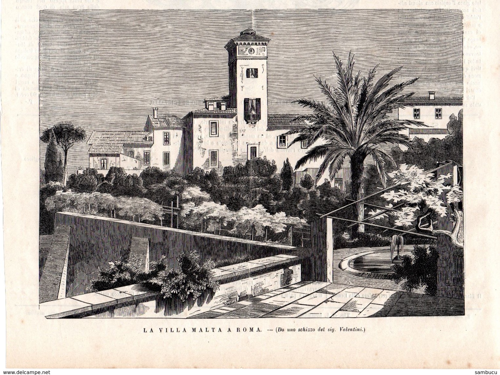 La Villa Malta A Roma Do Uno Schizzo Del Sig. Valentini -- Original - Druck Aus 1865 - Ohne Zuordnung