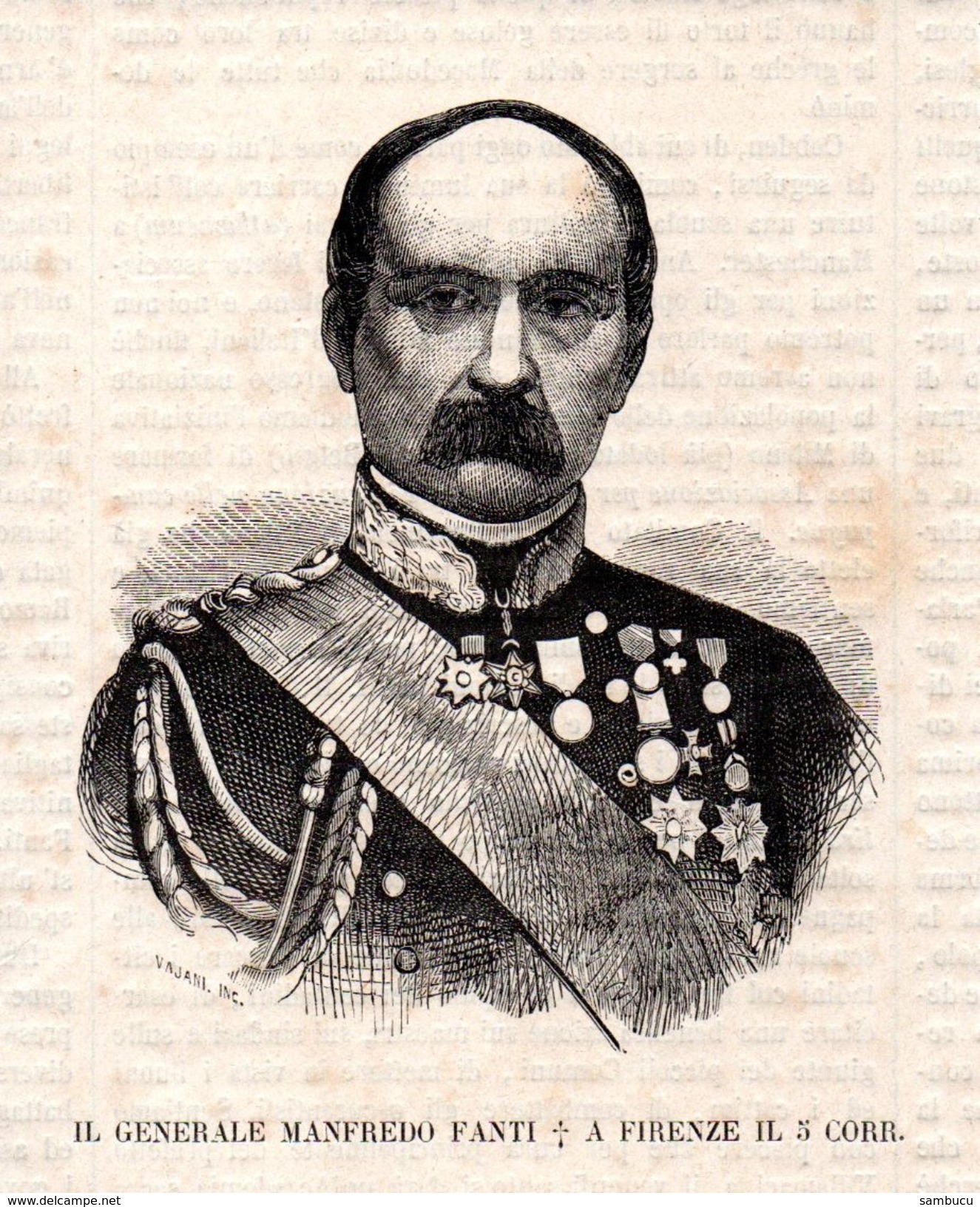 Il Generale Mandredo Fanti A Firenze Il 5. Corr.-- Original - Druck Aus 1865 - Ohne Zuordnung