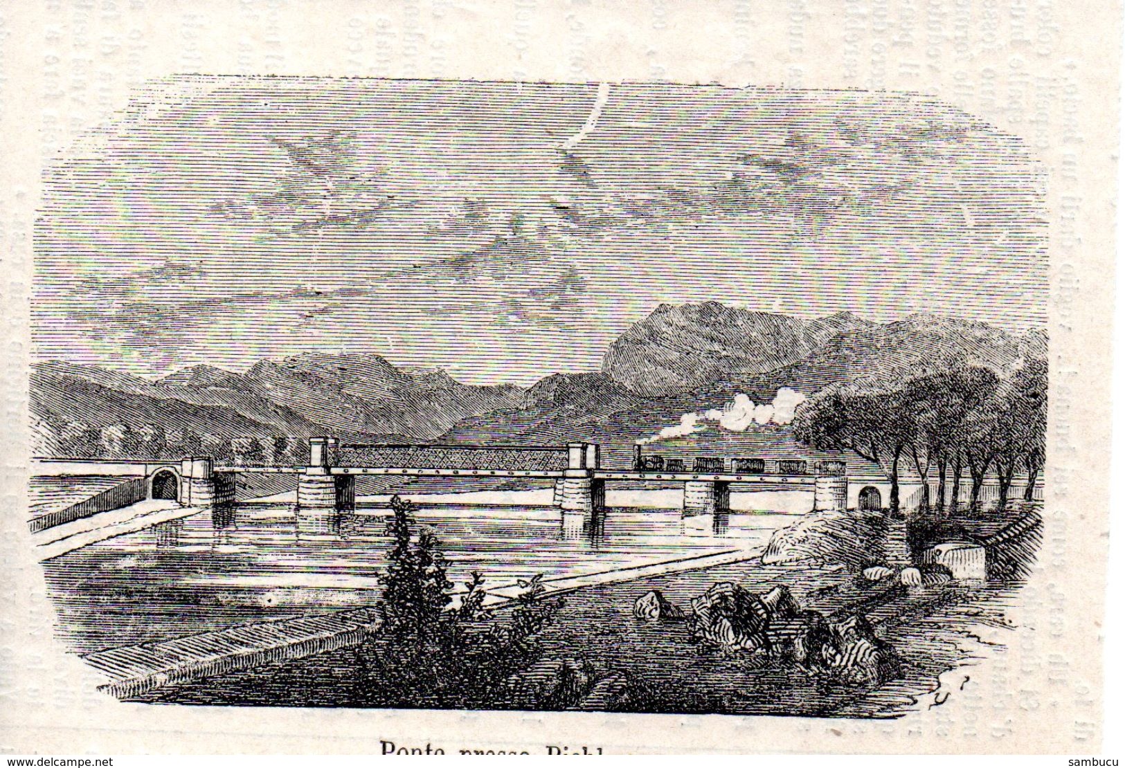 Brücke Bei Bichlwang Mit Dampflok -- Original - Druck Aus 1865 Tirol Zug - Ohne Zuordnung