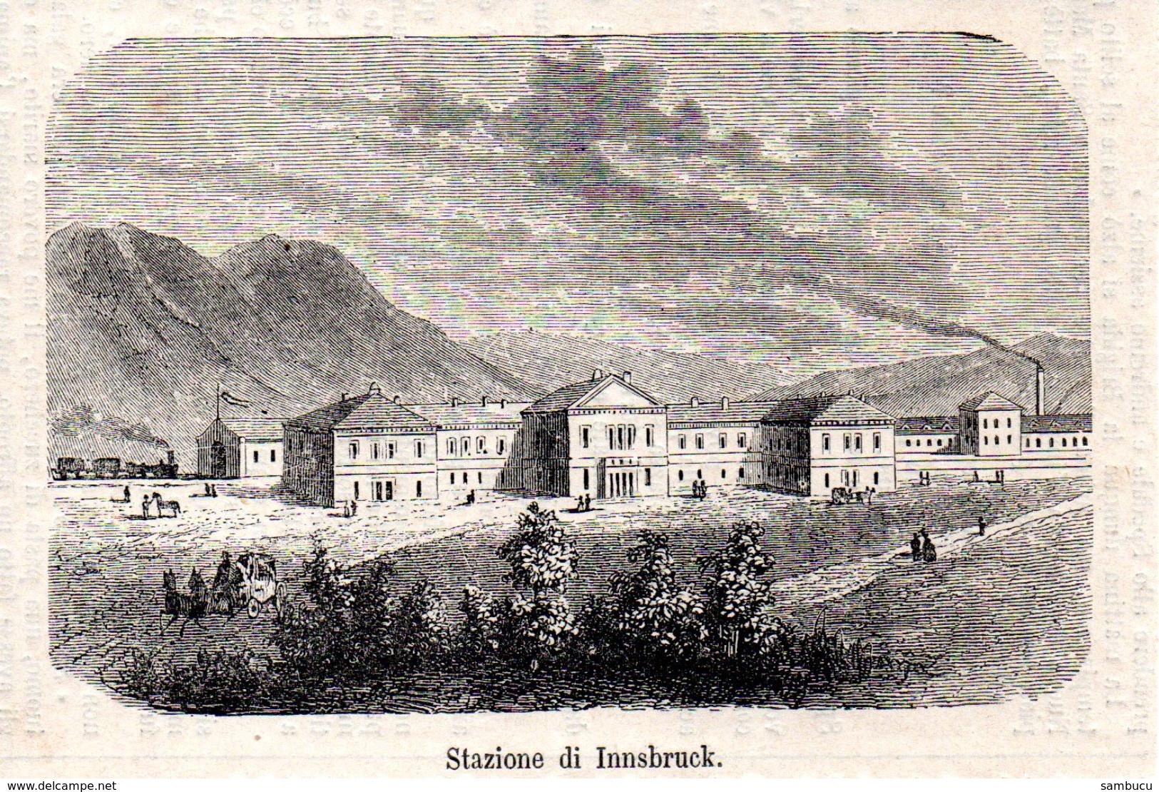 Bahnhof In Innsbruck  -- Original - Druck Aus 1865 Tirol Zug - Ohne Zuordnung