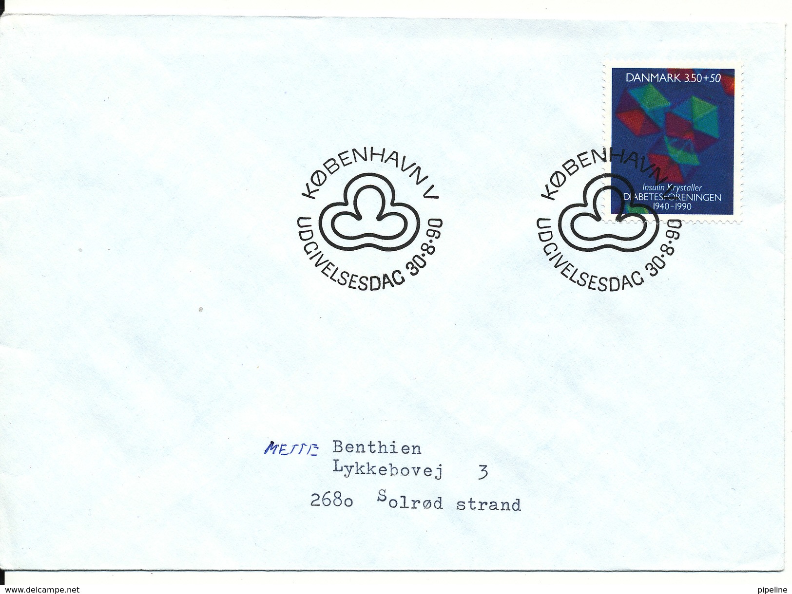Denmark FDC 30-8-1990 DIABETES With Address - FDC