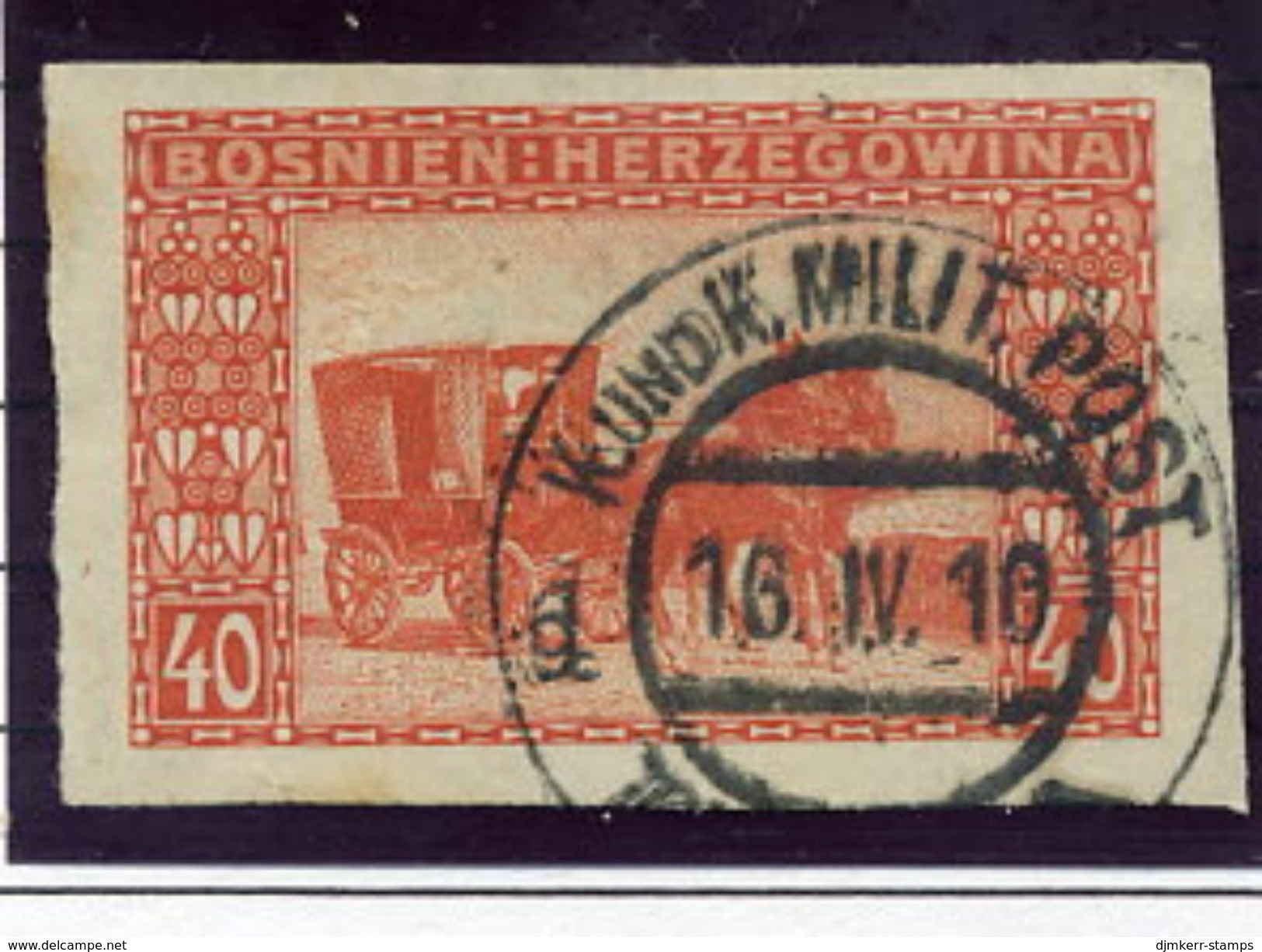 BOSNIA & HERZEGOVINA 1906 40 H. Imperforate  Used.   Michel 39U, SG 196C - Bosnia Erzegovina