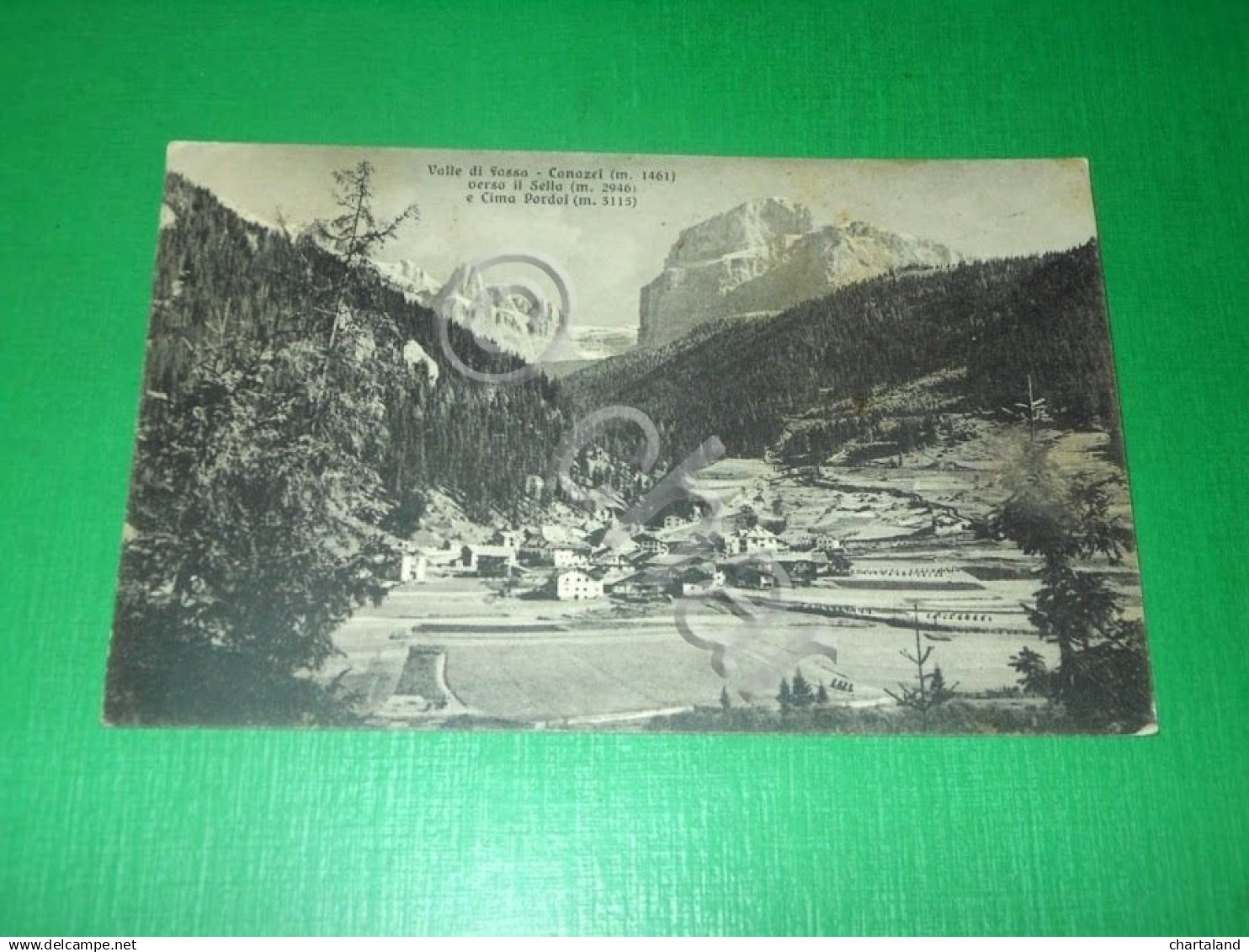 Cartolina Valle Di Fassa - Canazei Verso Il Sella E Cima Pordoi 1930 - Trento