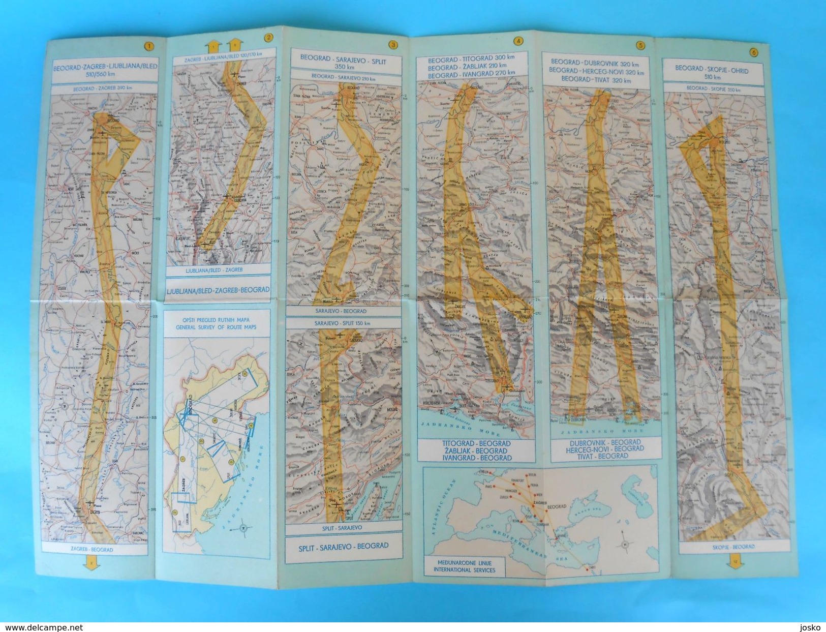 JAT - YUGOSLAV AIRLINES Vintage Route Maps (1961) * Excellent Condition * Yugoslavia Jugoslavia Jugoslawien Jugoslavija - Advertisements