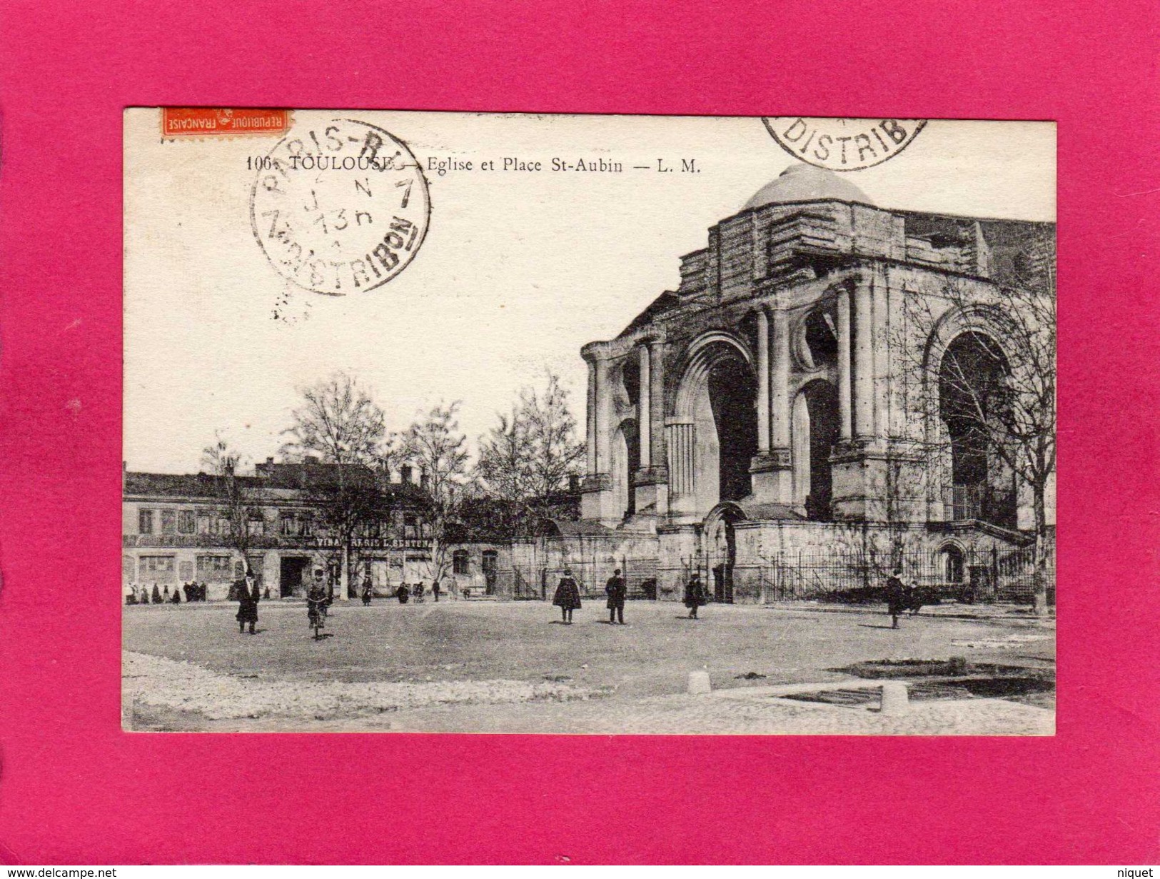 31 Haute Garonne, TOULOUSE, Eglise Et Place St-Aubin, Animée, 1911, (L. M.) - Toulouse