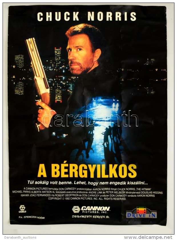 1992 Chuck Norris: A B&eacute;rgyilkos. Filmplak&aacute;t, GyÅ±rÅ‘d&eacute;sekkel, 82x57 Cm - Otros & Sin Clasificación