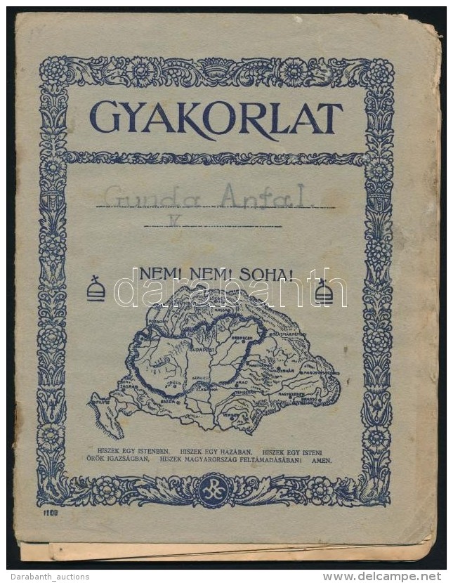 Cca 1938 Irredenta Iskolai F&uuml;zet, Viseltes Bor&iacute;t&oacute;val, 20x16 Cm - Sin Clasificación