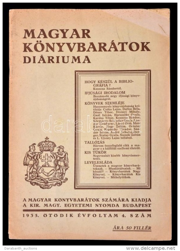 1935 Magyar K&ouml;nyvbar&aacute;tok Di&aacute;riuma. 1935. V. &eacute;vf., 4. Sz&aacute;m.... - Sin Clasificación