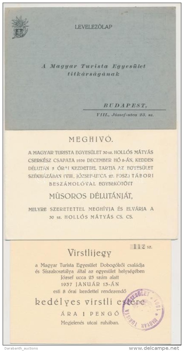 Cca 1930 Magyar Turista Egylet 3 K&uuml;l&ouml;nb&ouml;zÅ‘ Megh&iacute;v&oacute; LevelezÅ‘lap - Sin Clasificación