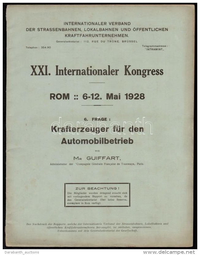 1928 Nemzetk&ouml;zi Villamosvas&uacute;t Sz&ouml;vets&eacute;g Kongresszus&aacute;nak K&eacute;pes F&uuml;zete /... - Sin Clasificación