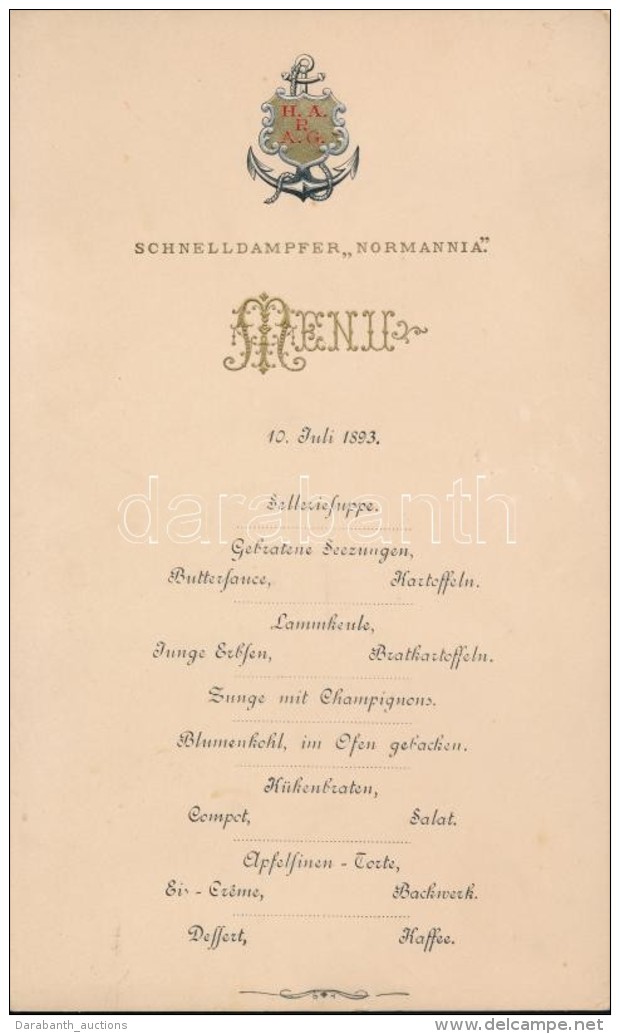 1893 Normannia Magyar Kiv&aacute;ndorl&oacute;k &aacute;ltal Is Haszn&aacute;lt Tengeri GÅ‘zhaj&oacute;... - Unclassified