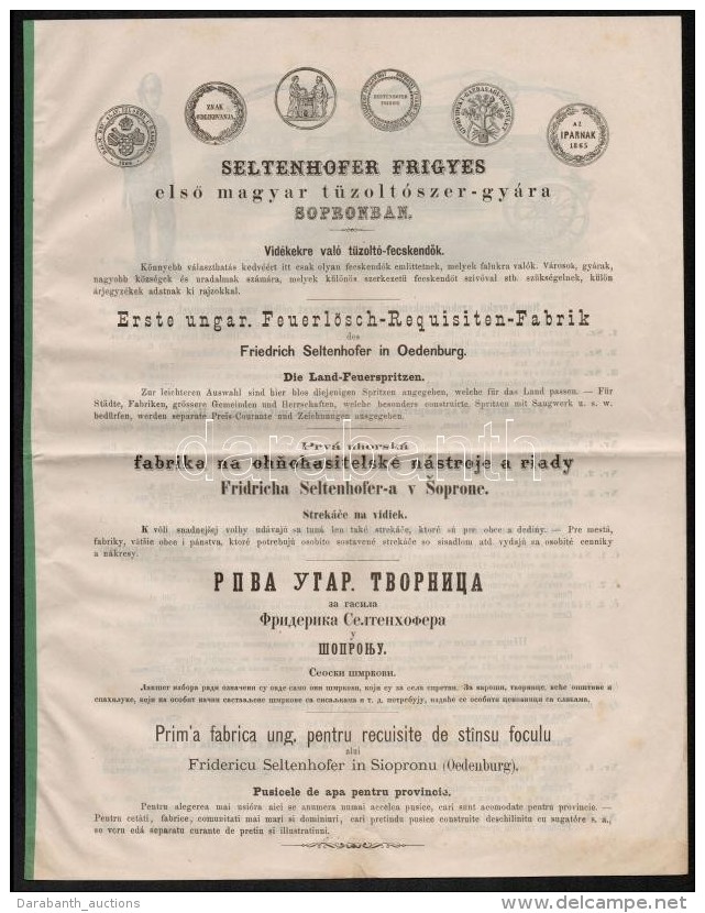 Cca 1890 Seltenhofer Frigyes TÅ±zolt&oacute;szer Gy&aacute;r K&eacute;pes Rekl&aacute;mnyomtatv&aacute;ny 16 P.... - Sin Clasificación