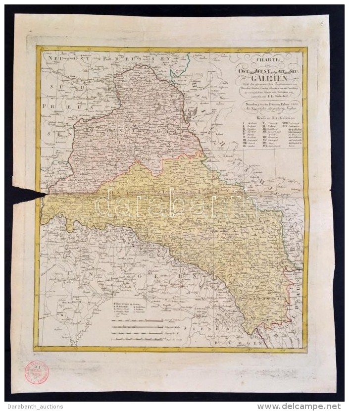 1800 Galicia T&eacute;rk&eacute;pe. Franz L Gussefeld: Charte Von Ost- Und West- Oder Alt- Und Neu-Galizien.... - Otros & Sin Clasificación