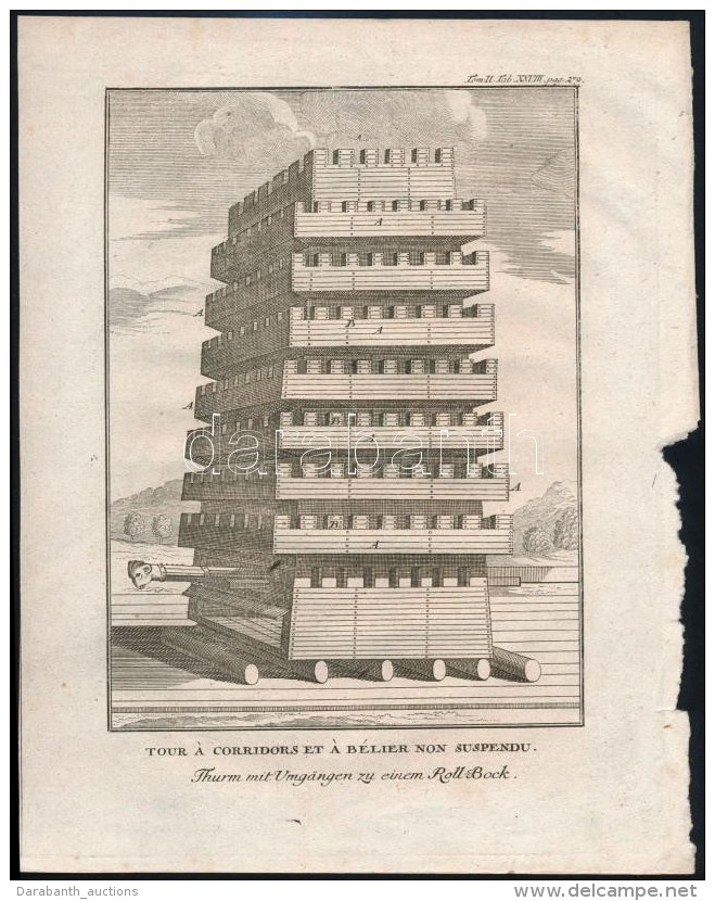 Cca 1750 Ostromtorony, R&eacute;zmetszet, Pap&iacute;r, Az 'Histoire De Polybe' K&ouml;tetbÅ‘l (2. K&ouml;t. 279.... - Otros & Sin Clasificación