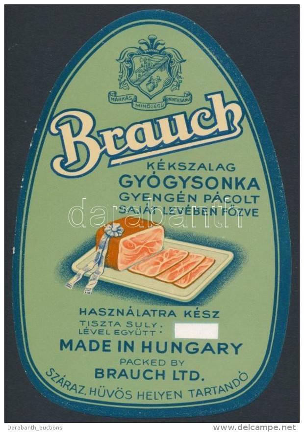 Brauch K&eacute;kszalag Gy&oacute;gysonka, Sz&eacute;p &aacute;llapot&uacute; C&iacute;mke, Cca 17x12cm - Advertising