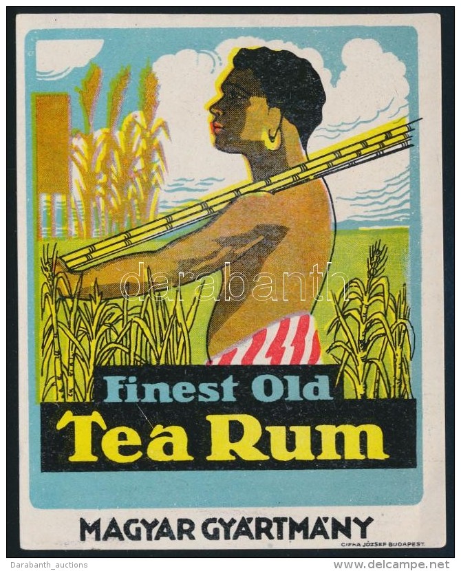 Cca 1920 Finest Old Tea Rum Italc&iacute;mke, Cifka J&oacute;zsef, Lito, 13x10 Cm. - Publicidad