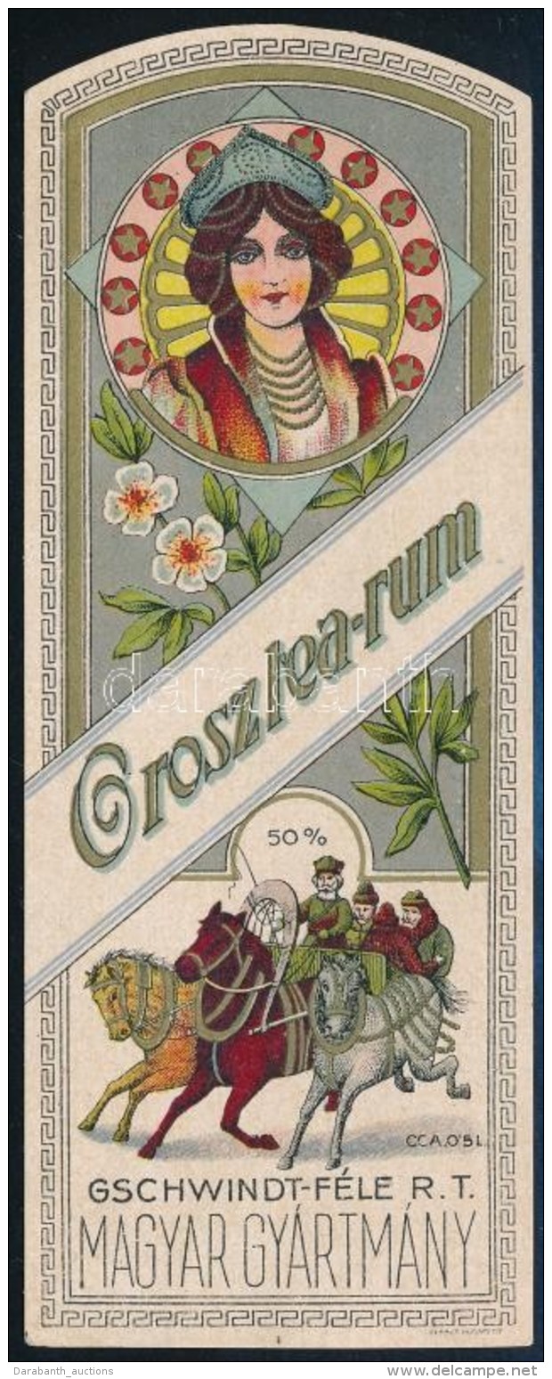 Cca 1910 Gschwindt Orosz Tea Rum. Litograf&aacute;lt Italc&iacute;mke / Cca 1910 Russian Tea  Rum Art Nouveau Litho... - Advertising