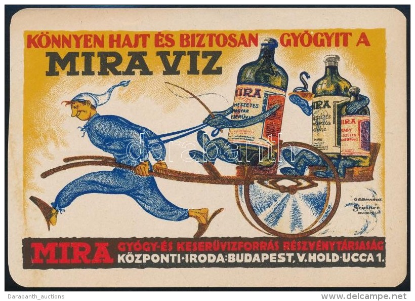 Cca 1920 Mira V&iacute;z. Gebhardt Jelzett Rekl&aacute;m C&iacute;mk&eacute;je / 15x11 Cm Cm - Advertising