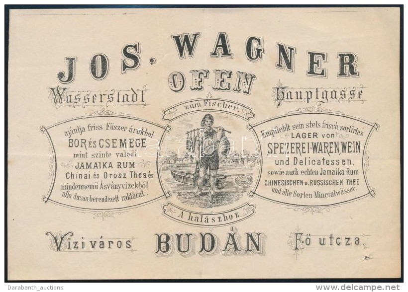 Cca 1860 Wagner Buda, Viziv&aacute;rosi KereskedÅ‘ D&iacute;szes Sz&aacute;ml&aacute;ja - Advertising