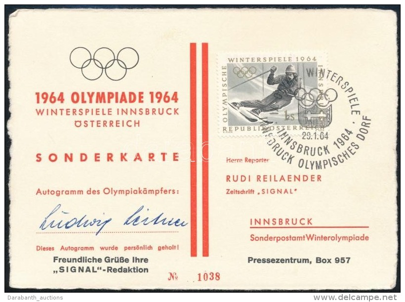 1964 Ludwig Leimer Sv&aacute;jci Alpesi S&iacute;zÅ‘ Al&aacute;&iacute;r&aacute;sa Olimpia FDC-n / Autograph... - Other & Unclassified