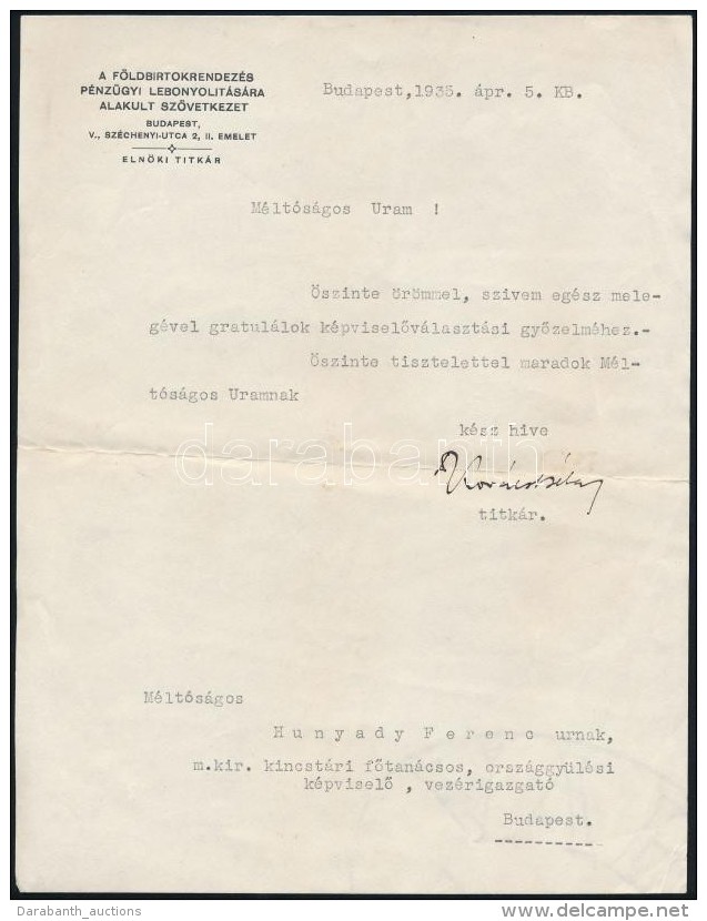 1935 Kov&aacute;cs B&eacute;la, A F&ouml;ldbirtokrendez&eacute;s P&eacute;nz&uuml;gyi... - Unclassified