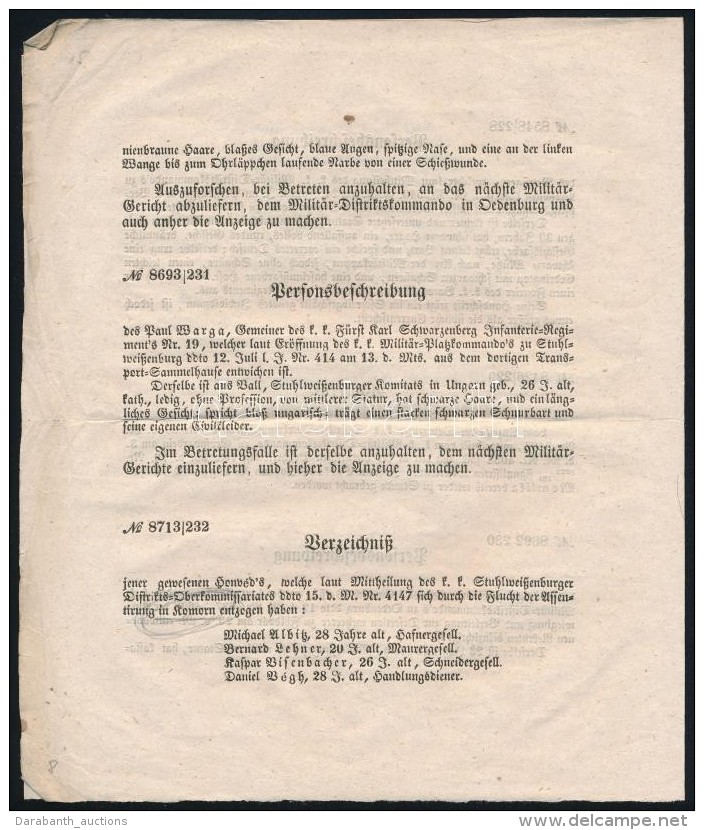 1850 K&ouml;r&ouml;zv&eacute;ny, T&ouml;bbek K&ouml;z&ouml;tt 1848-49-es Kom&aacute;romi Szabads&aacute;gharcos... - Unclassified