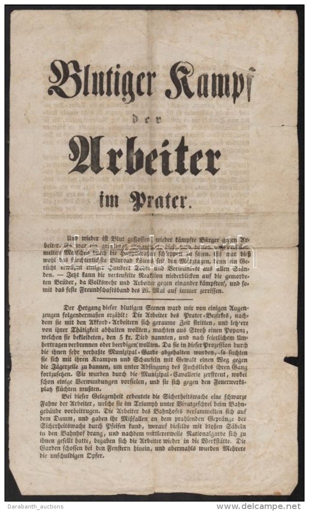 1848 Klaus, M: Blutiger Kampf Der Arbeiter Im Prater. R&ouml;plap A Pr&aacute;teri Csat&aacute;r&oacute;l, Egy... - Unclassified