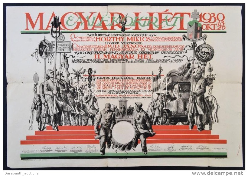 1930 A Magyar H&eacute;t Eml&eacute;k&eacute;re Kiadott Oklev&eacute;l, Hajtott, Szakad&aacute;ssal - Unclassified